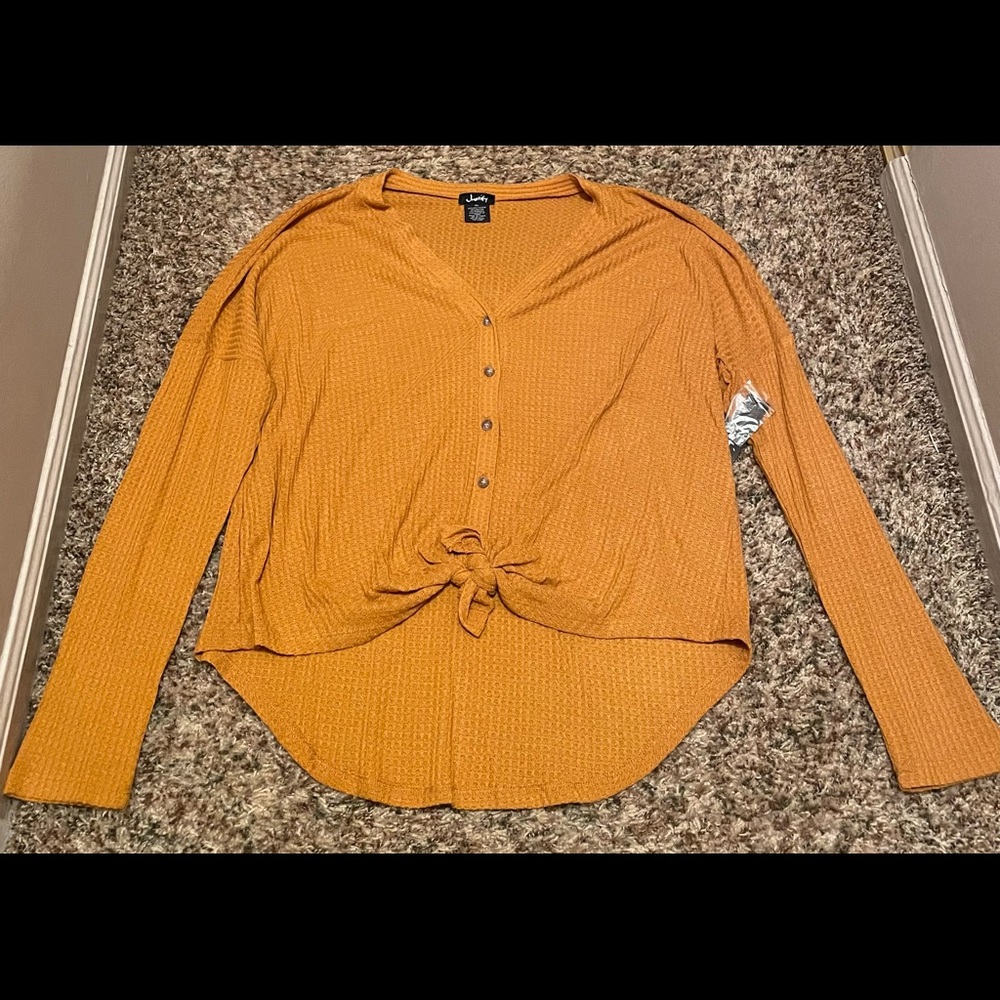 Justify Mustard Tie Knot Blouse